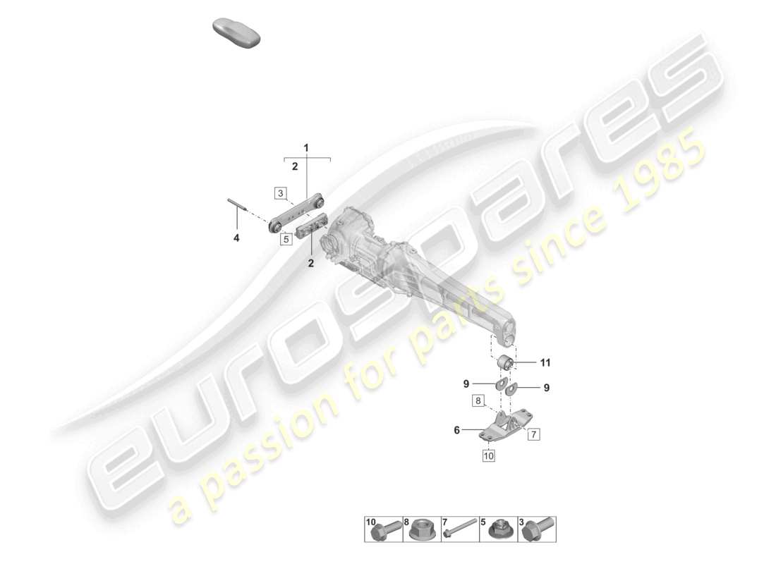 porsche 2024 (992-2) mounting parts for front axle differential part diagram