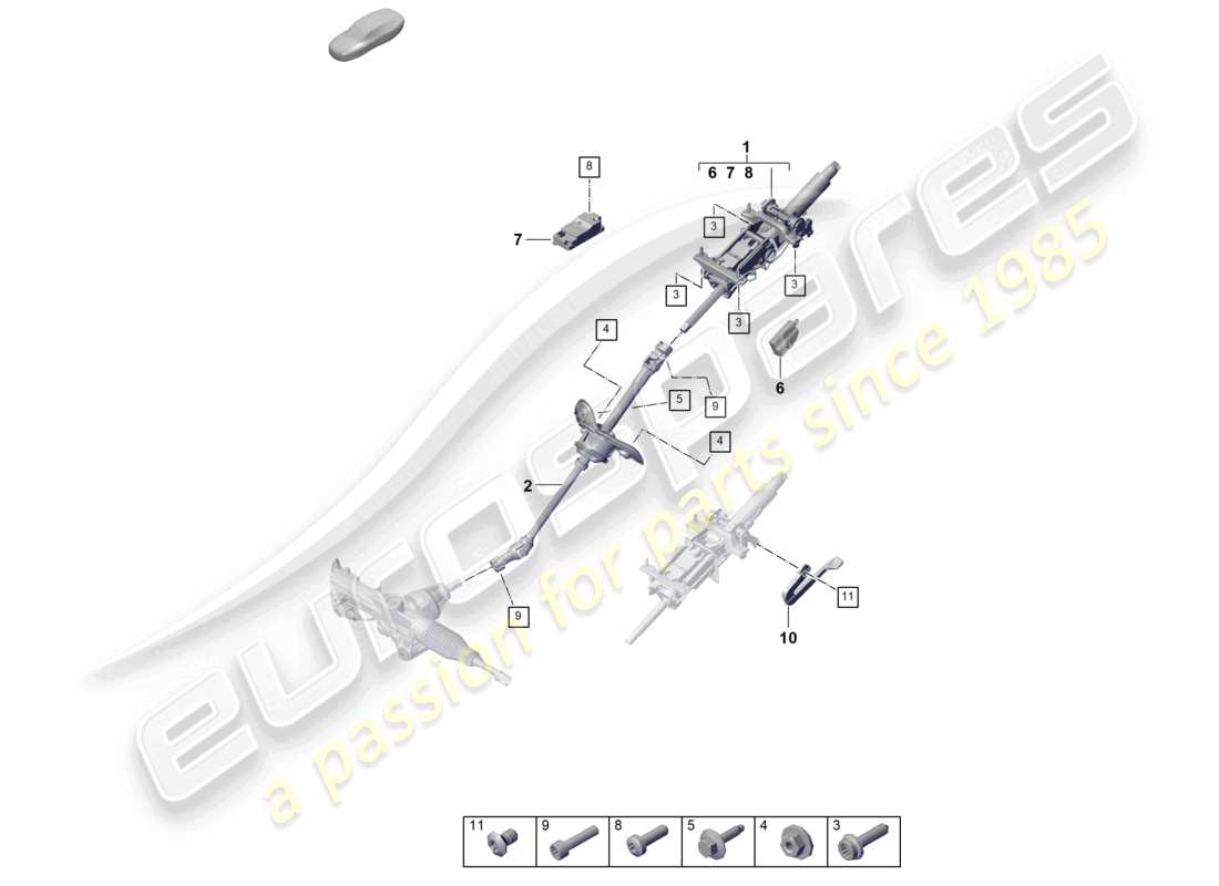 porsche 2025 (cayenne e3 pa) steering column intermediate steering shaft part diagram
