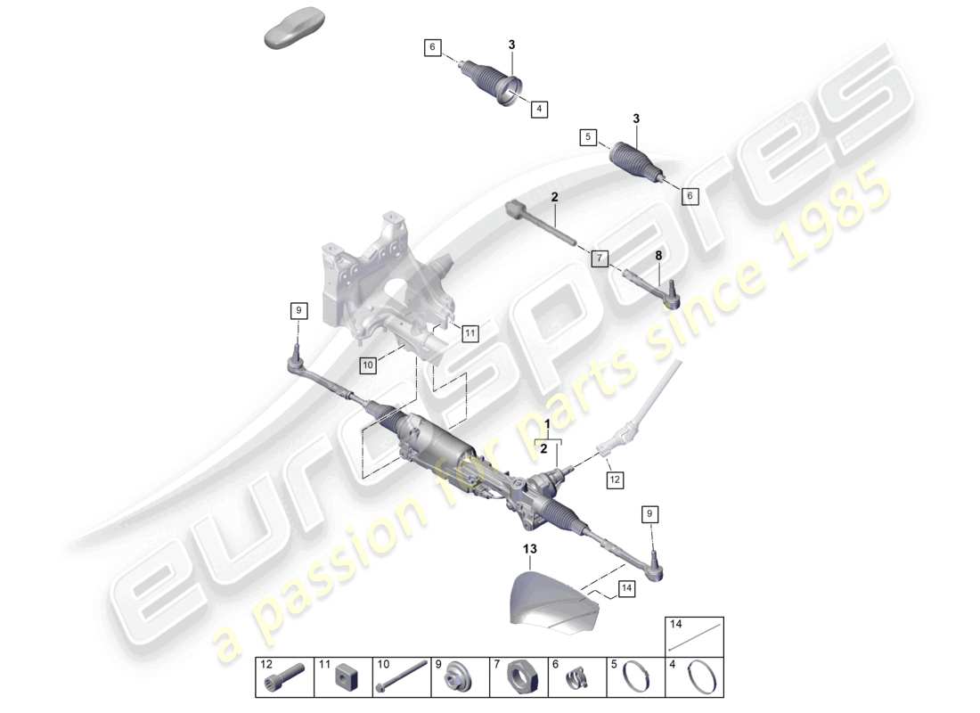 porsche 2025 (cayenne e3 pa) steering gear accessories part diagram