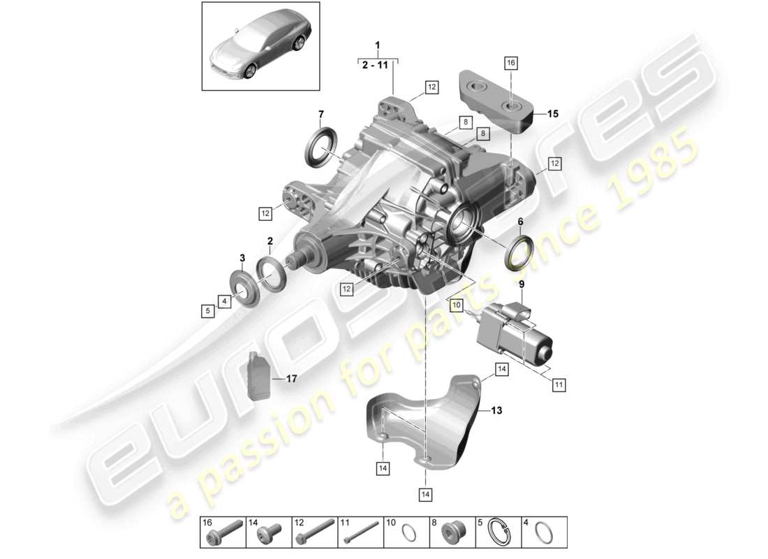 porsche 2021 (panamera 971-1) rear axle differential part diagram