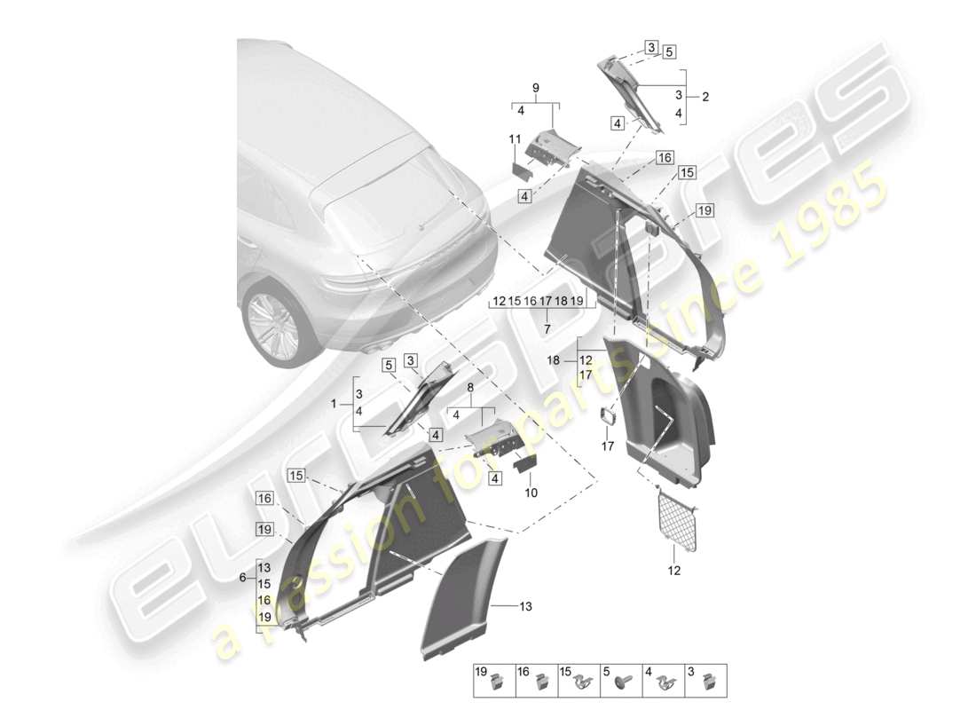 porsche 2021 (macan) trim side for luggage compartment d-pillar parts diagram