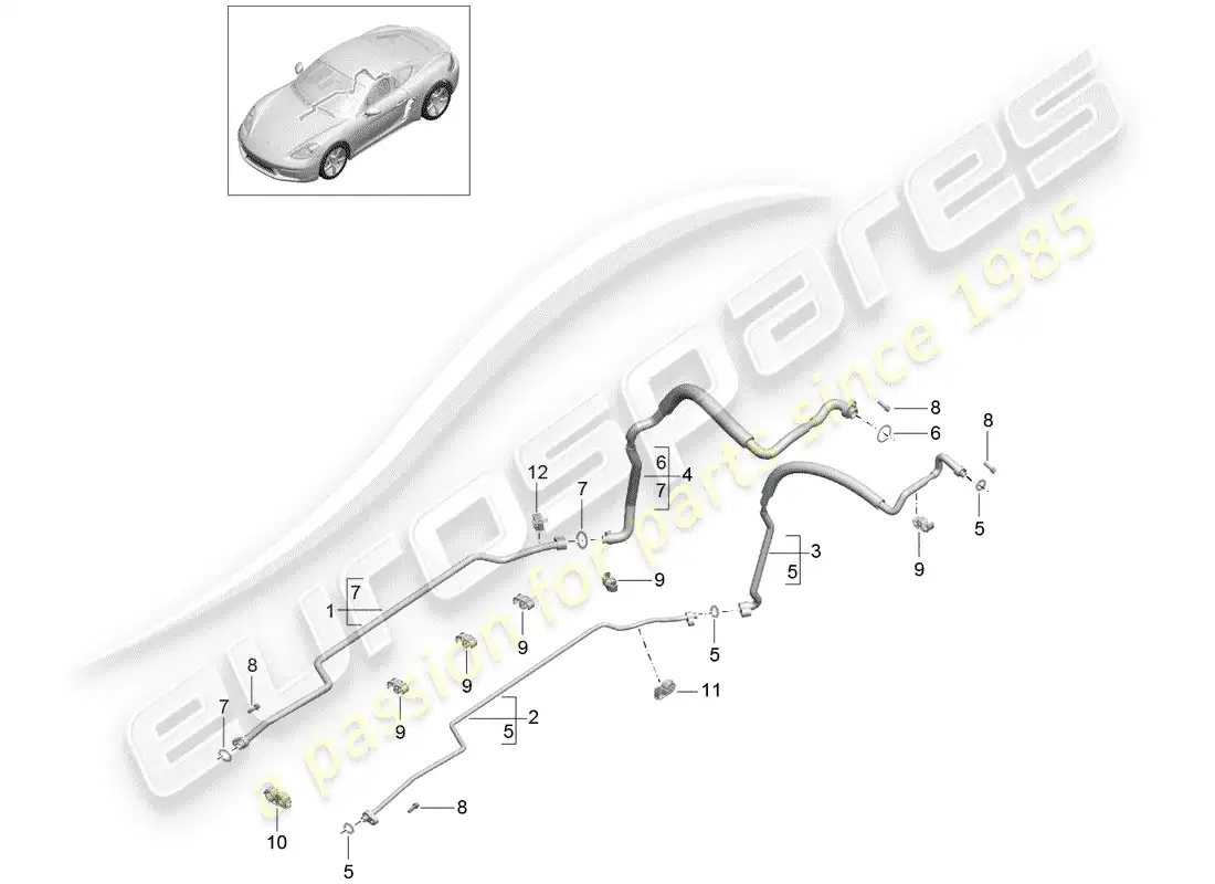 porsche 2018 (718 cayman) refrigerant circuit parts diagram