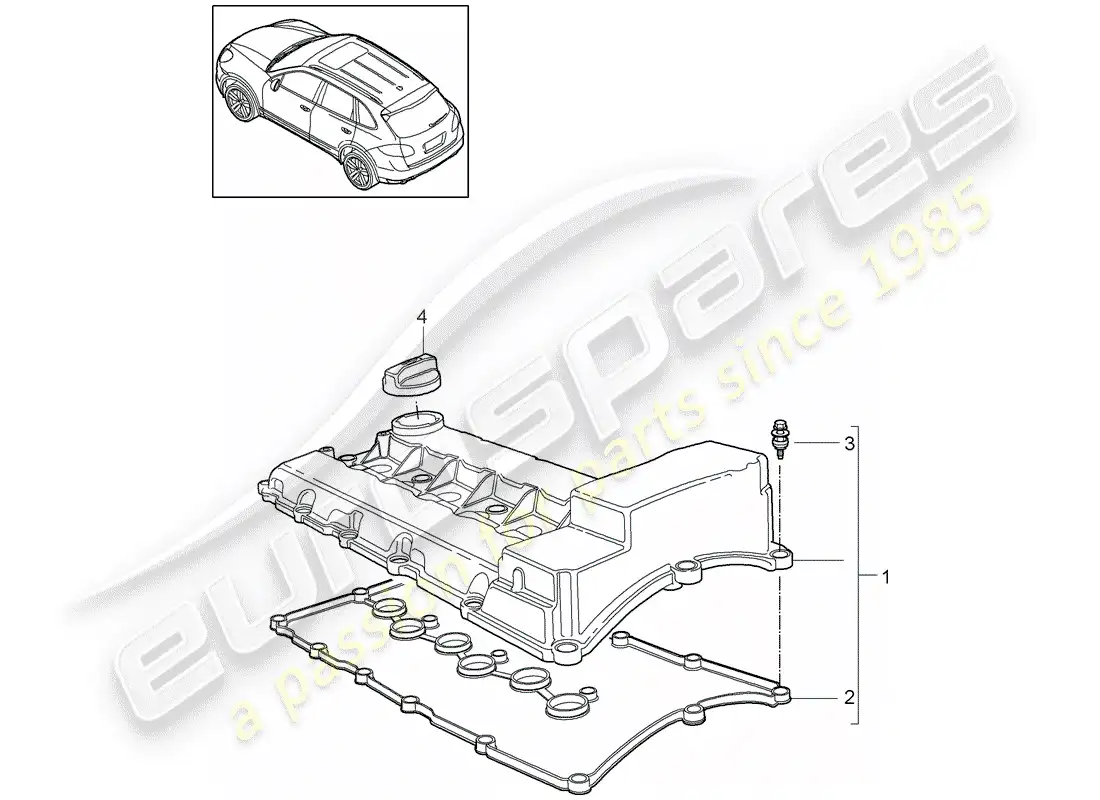 porsche 2014 (cayenne e2 92a) valve cover part diagram