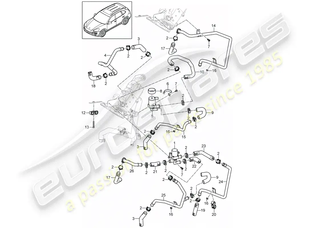 porsche 2014 (cayenne e2 92a) hose part diagram