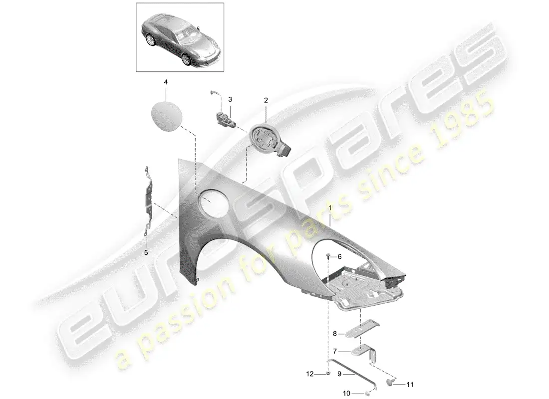 porsche 2016 (991-1 r/gt3/rs) fender parts diagram