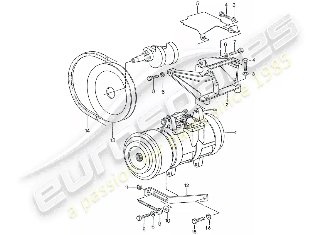 porsche 1991 (928) compressor - assembly parts diagram