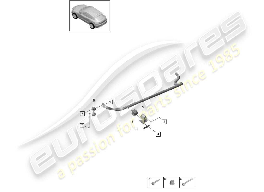 porsche 2021 (macan) anti-roll bar parts diagram