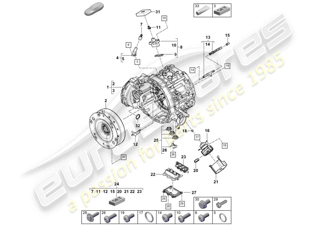 porsche 2025 (cayenne e3 pa) traction motor for elec. drive for vehicles with hybrid drive part diagram