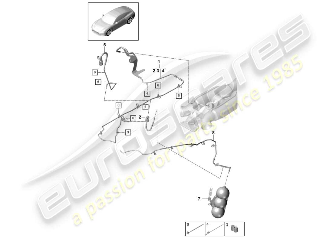 porsche 2021 (panamera 971-1) vacuum system exhaust system parts diagram