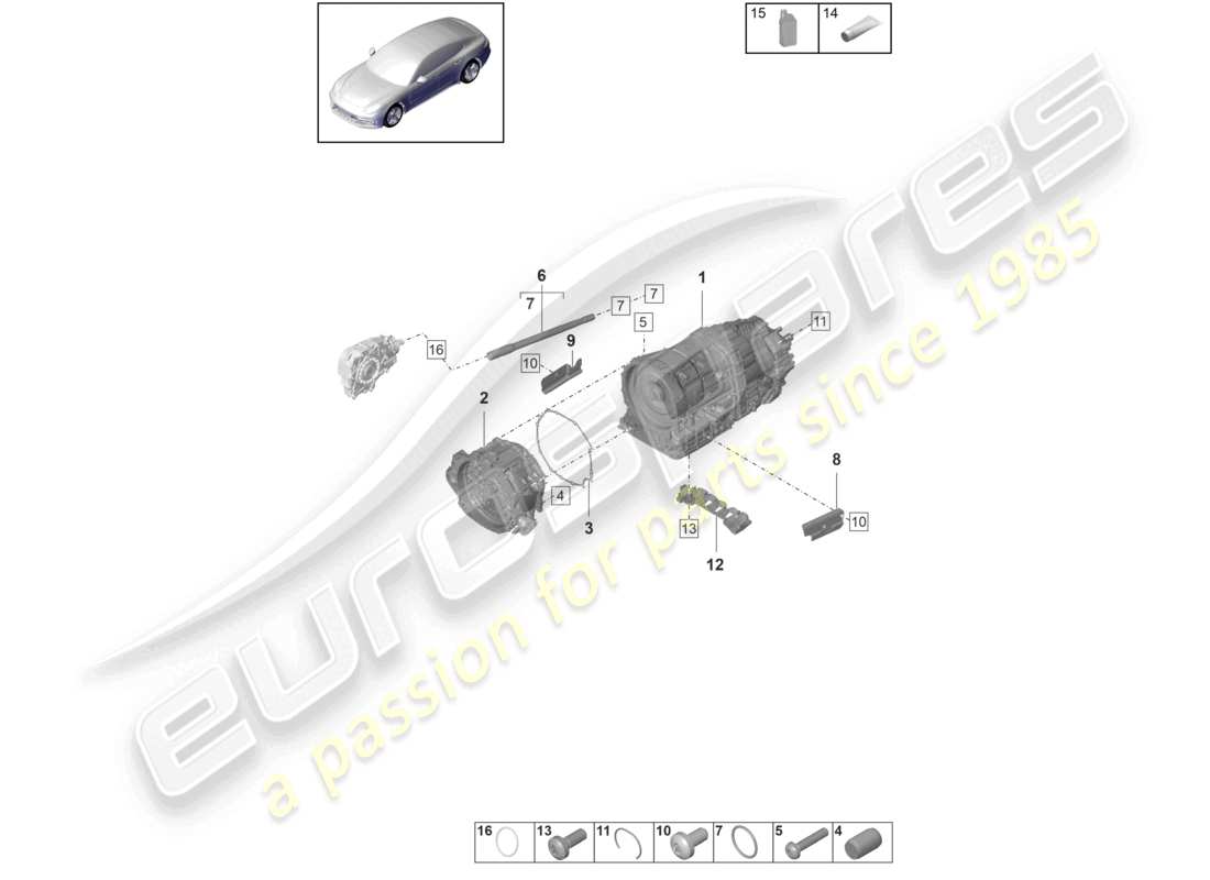 porsche 2021 (panamera 971-1) 8-speed dual clutch gearbox - pdk - for vehicles with hybrid drive part diagram