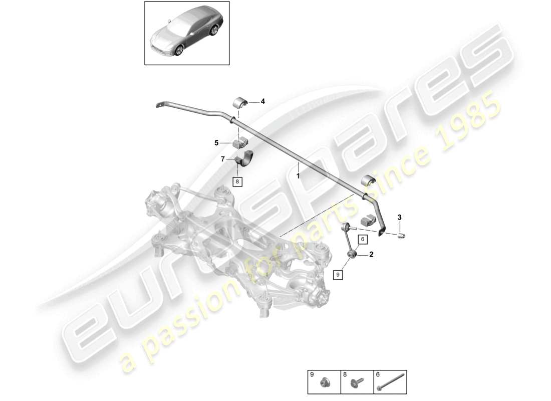 porsche 2021 (panamera 971-1) anti-roll bar rear axle parts diagram
