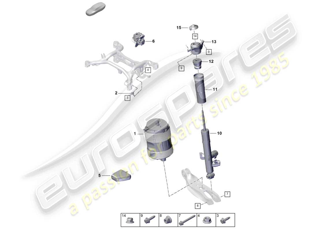 porsche 2023 (cayenne e3 pa) air suspension air spring shock absorbers level sensor part diagram