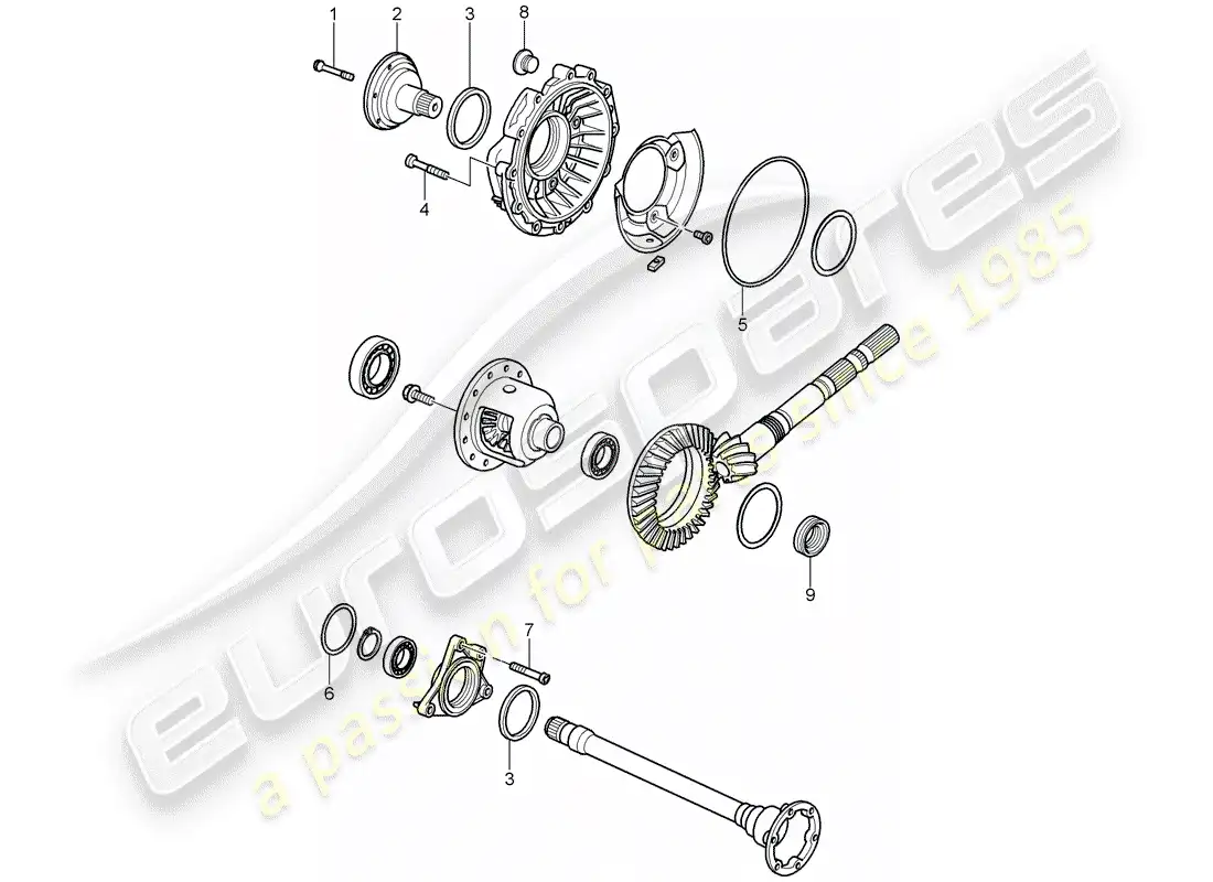 porsche 2002 (986 boxster) tiptronic - differential - differential case parts diagram