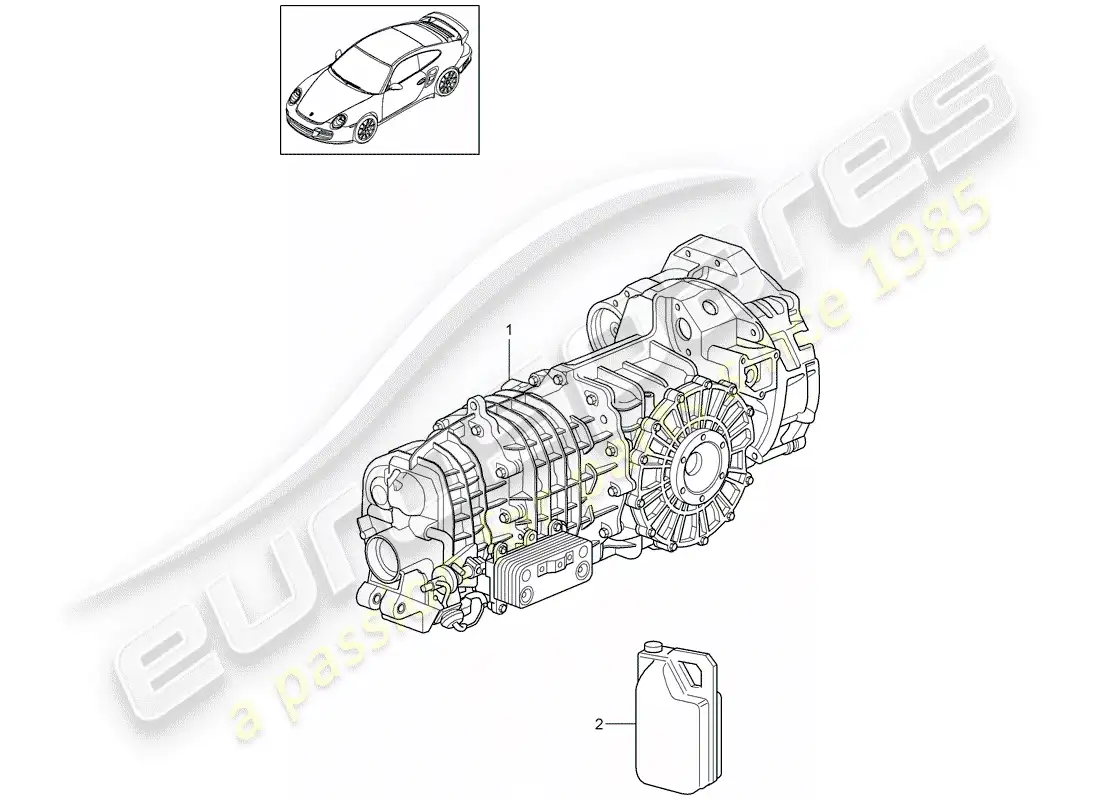 porsche 2011 (997-2 turbo / gt2 rs) replacement transmission parts diagram