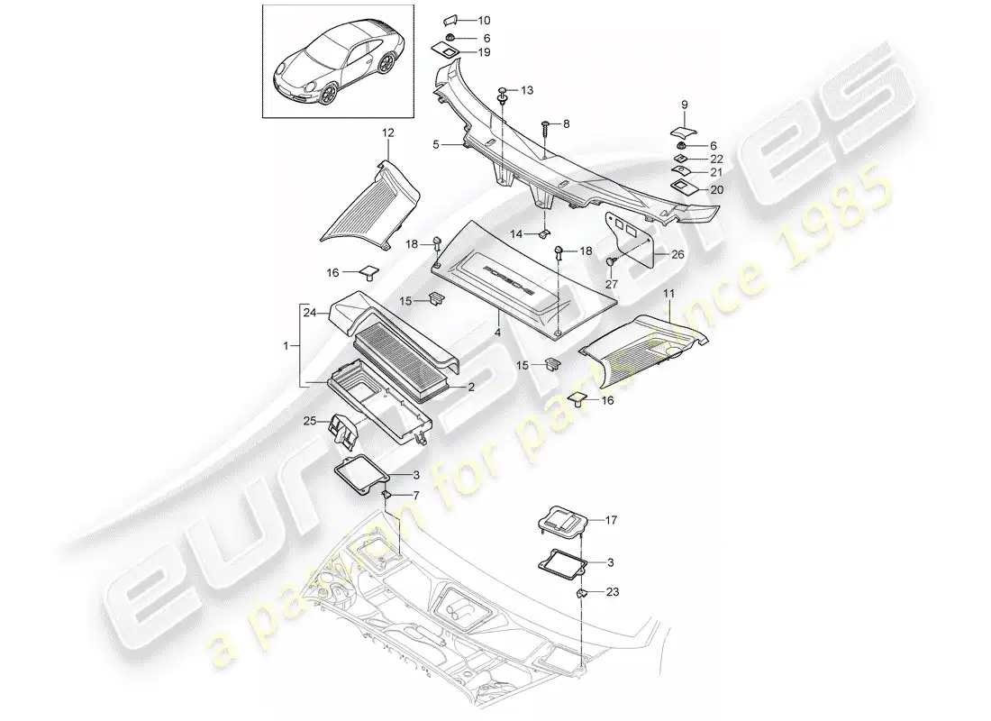 porsche 2011 (997-2) particulate filter parts diagram