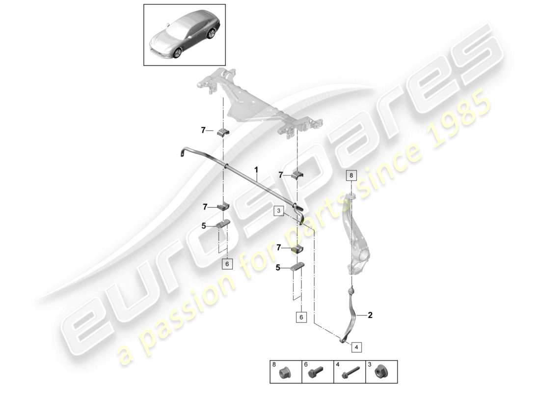 porsche 2021 (panamera 971-1) anti-roll bar front axle part diagram