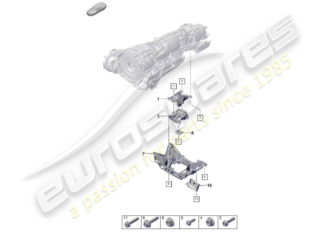 porsche 2023 (cayenne e3 pa) gearbox mounting transmission carrier part diagram