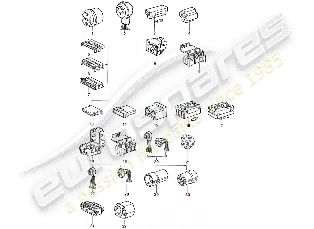 porsche 1991 (944) connector housing parts diagram