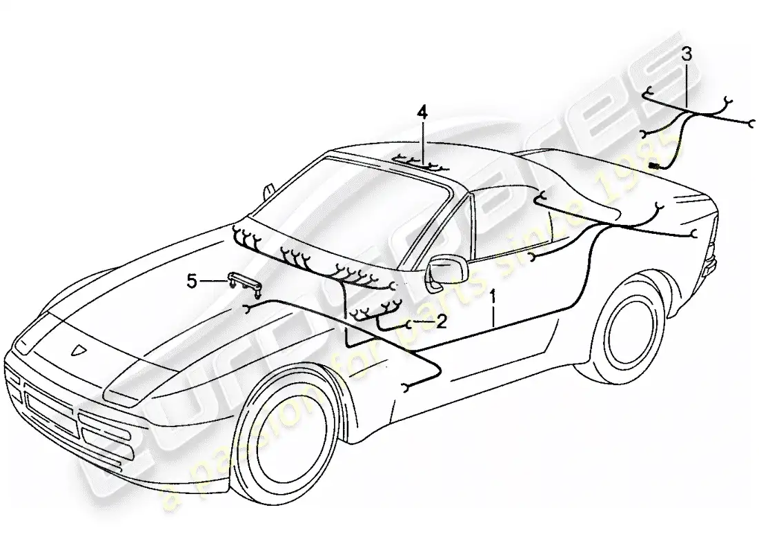 porsche 1991 (944) wiring harnesses - passenger compartment parts diagram
