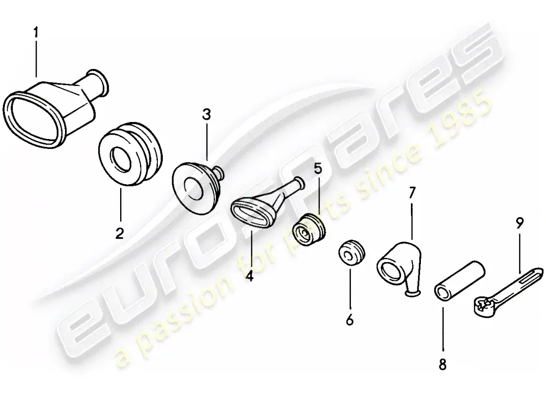 porsche 1986 (944) grommet - tie wrap parts diagram