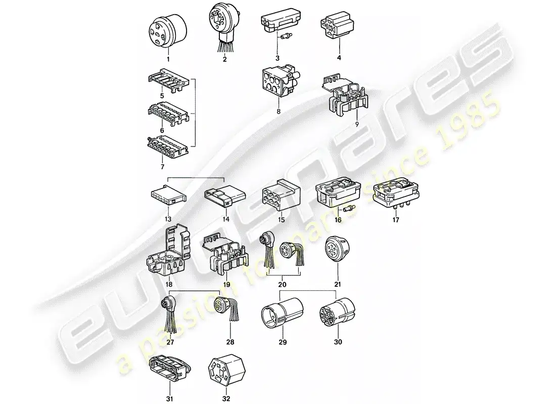 porsche 1986 (924s) connector housing parts diagram