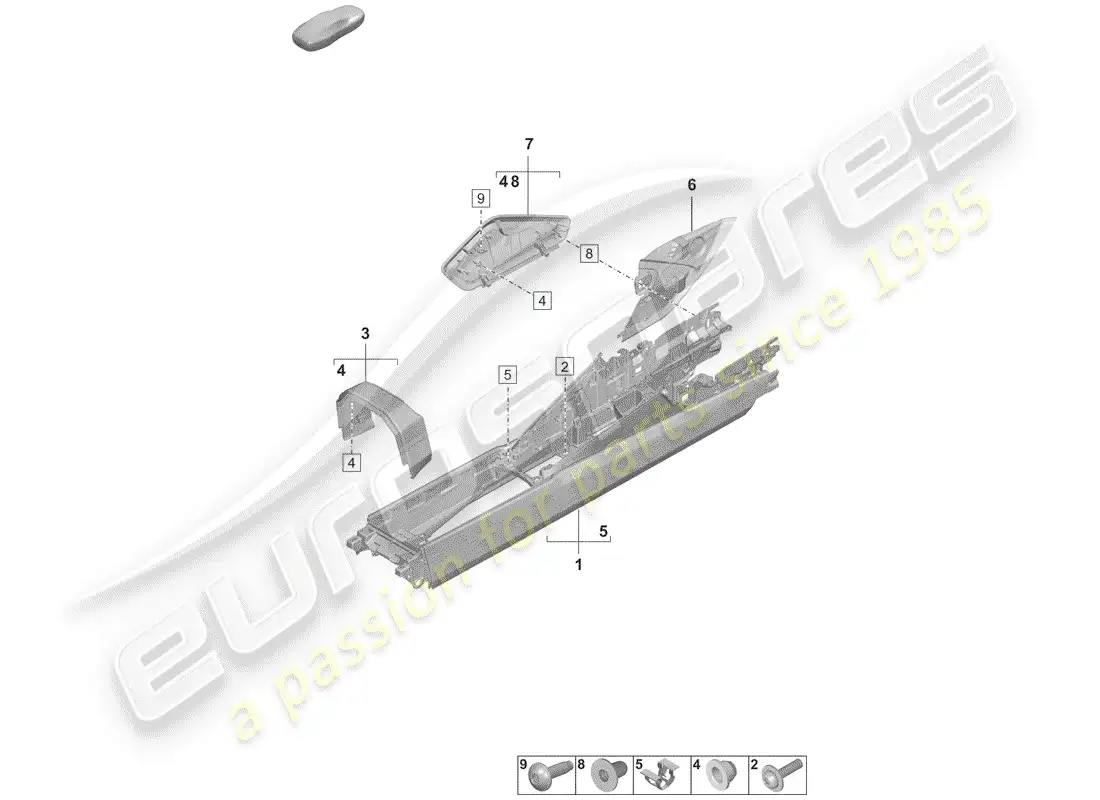 porsche 2020 (992-1) center console parts diagram
