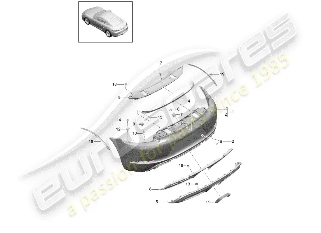 porsche 2019 (718 cayman) bumper parts diagram