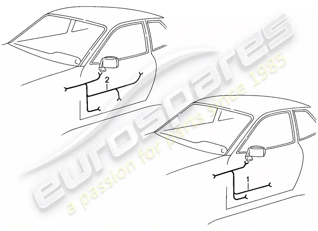 porsche 1988 (944) wiring harnesses - doors parts diagram