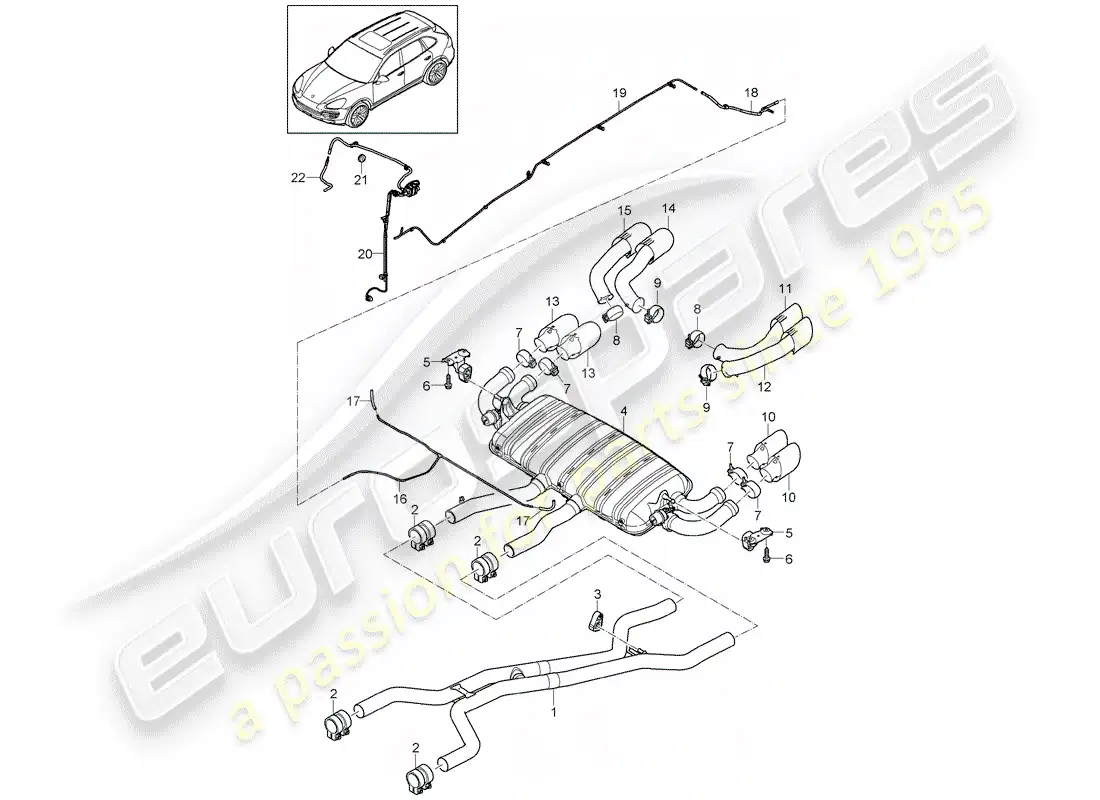 porsche 2016 (cayenne e2 92a) exhaust system parts diagram