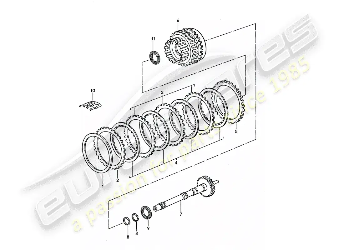 porsche 1990 (928) automatic transmission - drive shaft - gear set parts diagram