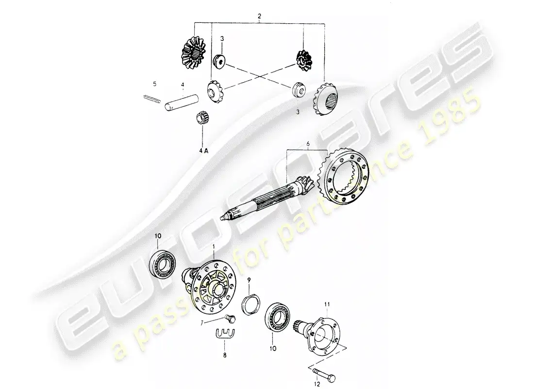 porsche 1991 (964) front axle differential - differential parts diagram