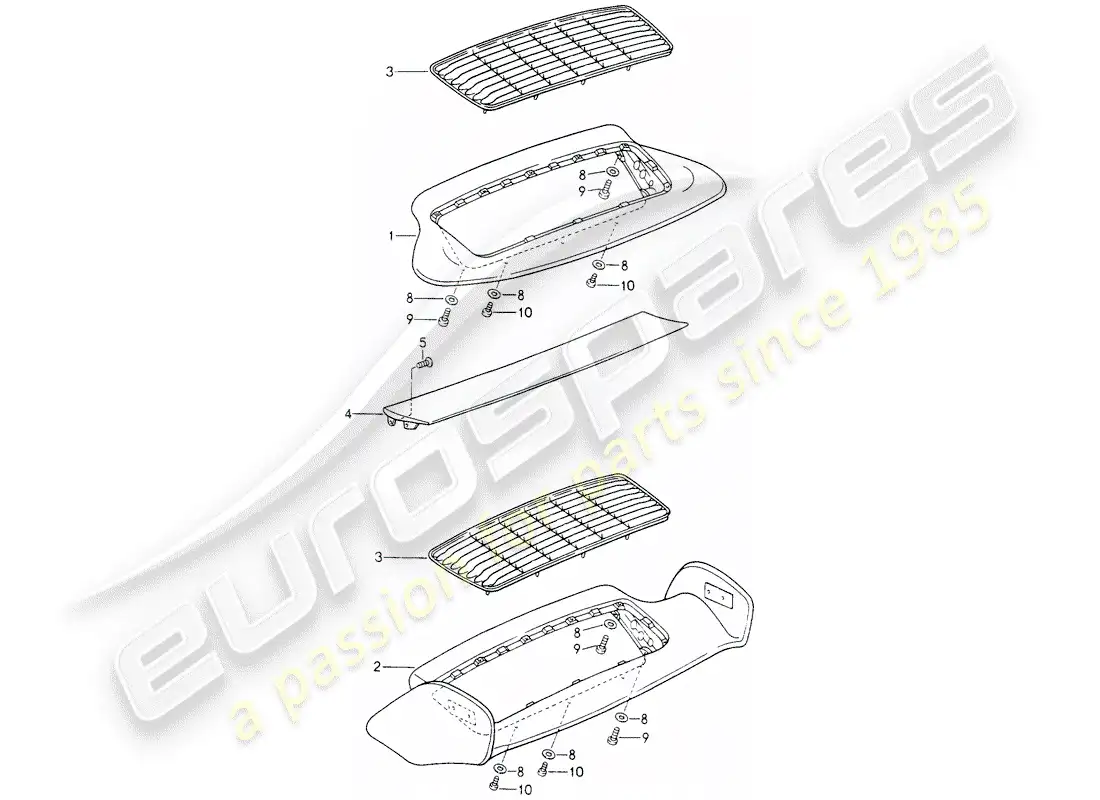 porsche 1996 (993) rear spoiler parts diagram