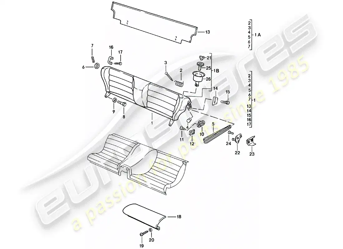 porsche 1981 (924) emergency seat - single parts parts diagram