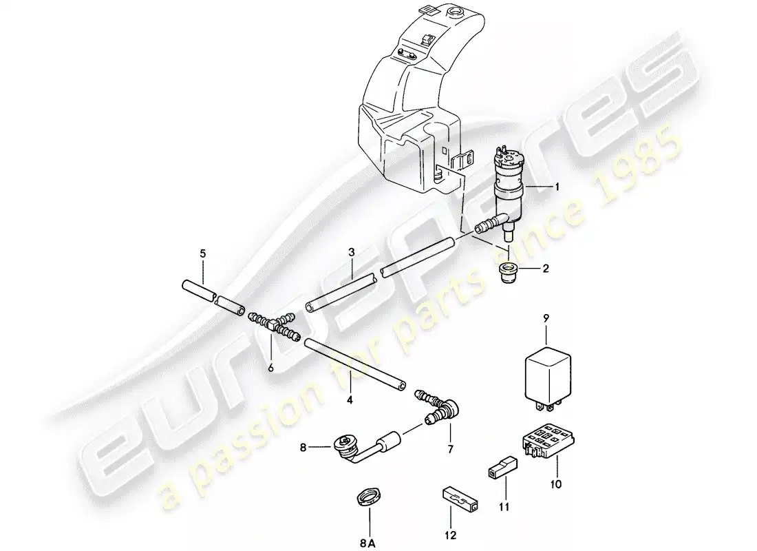 porsche 1977 (924) headlight washer system - d - mj 1979>> parts diagram