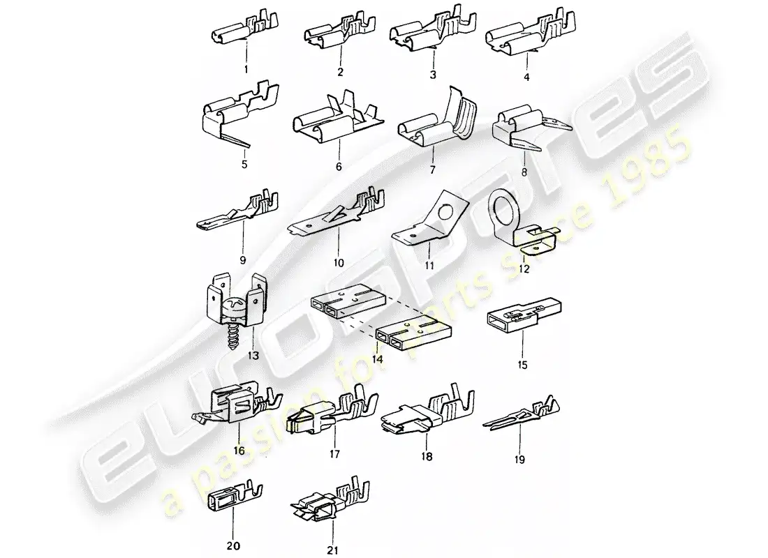 porsche 1993 (964) male blade terminal - push-on connector parts diagram