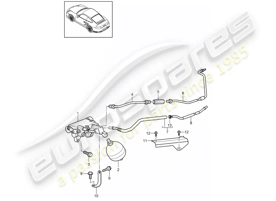 porsche 2012 (997-2 turbo / gt2 rs) hydraulic clutch part diagram
