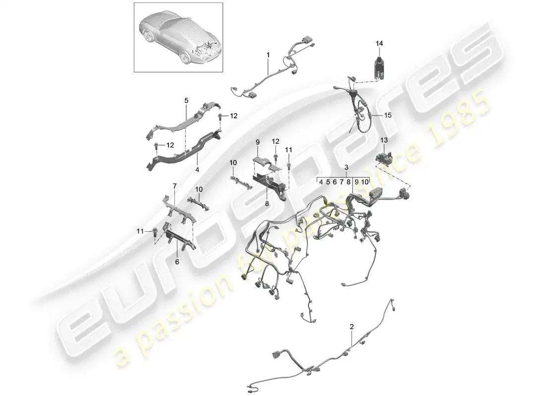 porsche 2014 (991-1) wiring harnesses parts diagram