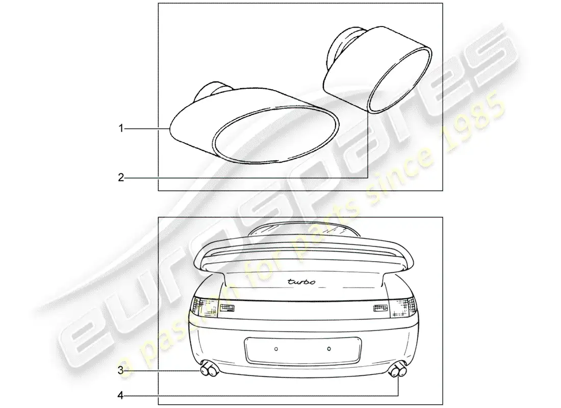 porsche 2009 (tequipment) tail pipe parts diagram