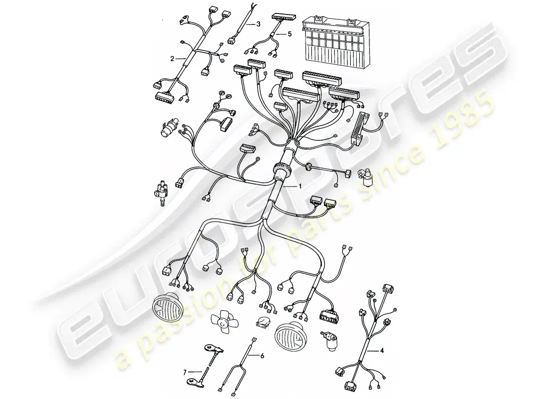 porsche 1977 (924) wiring harnesses - engine bay parts diagram