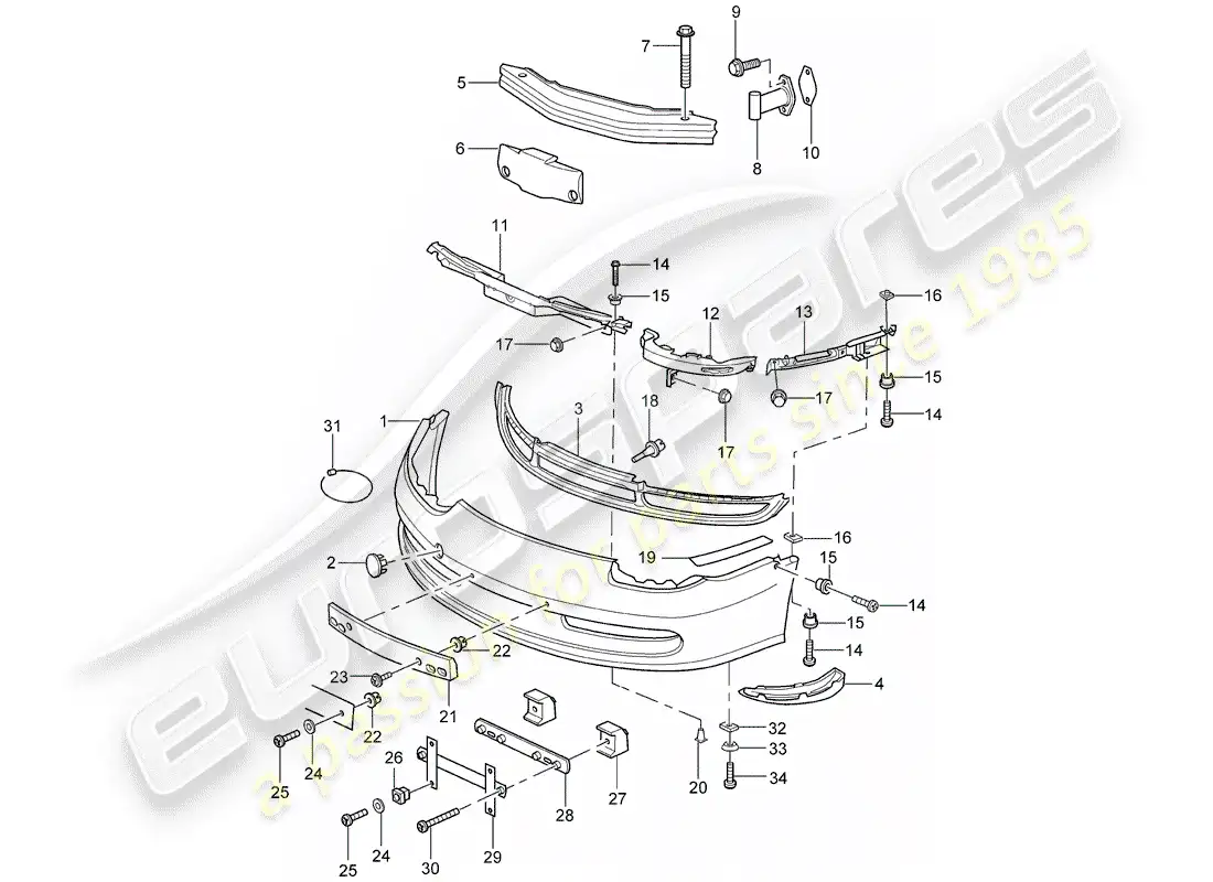 porsche 2005 (996) bumper parts diagram