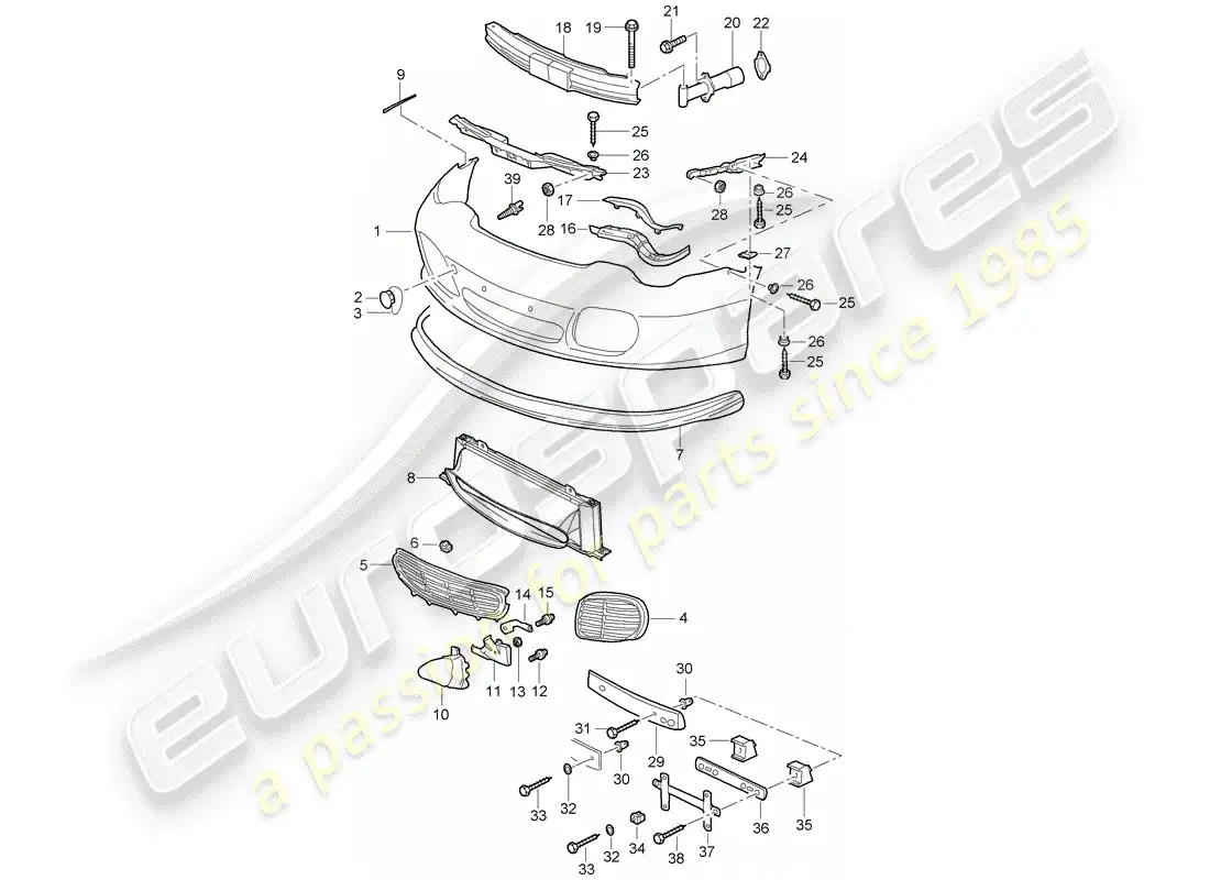 porsche 2005 (996) bumper parts diagram