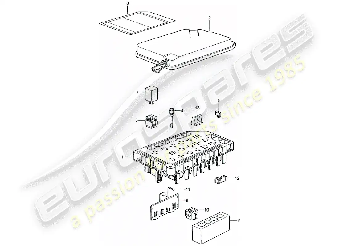 porsche 1996 (993) fuse box/relay plate - see tpi - gr.9 , nr.9 , 07/94 parts diagram