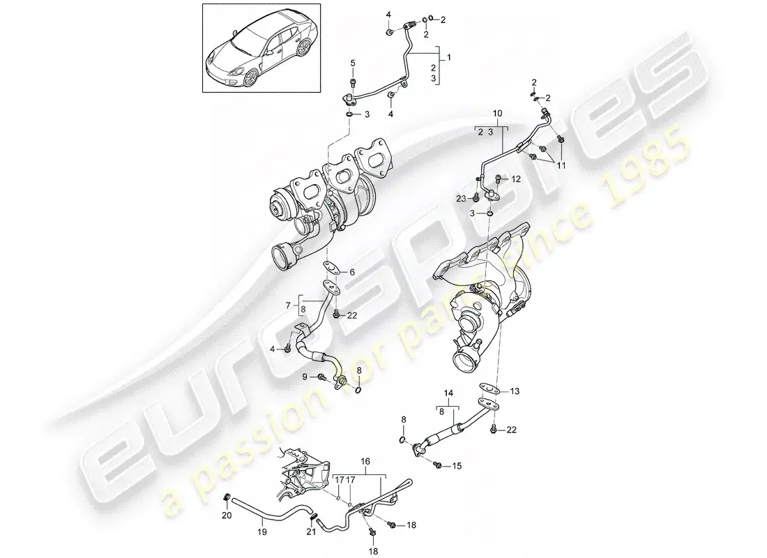 porsche 2016 (panamera 970) oil pipe parts diagram