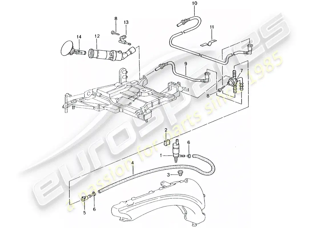 porsche 2003 (996 turbo / gt2) headlight washer system parts diagram