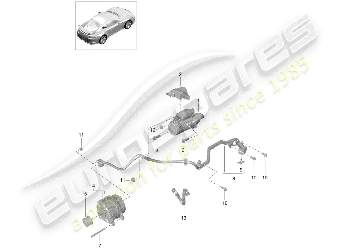 porsche 2015 (991-1 r/gt3/rs) starter parts diagram
