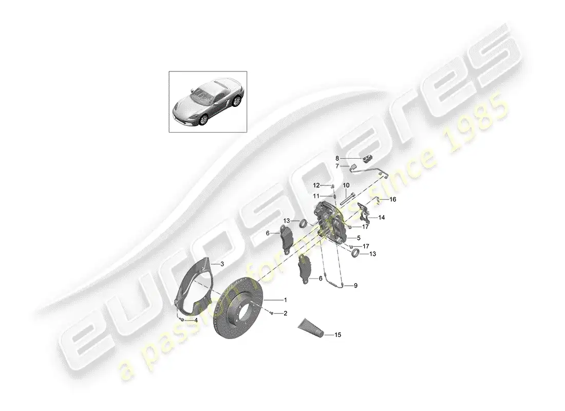 porsche 2017 (718 boxster) disc brakes parts diagram