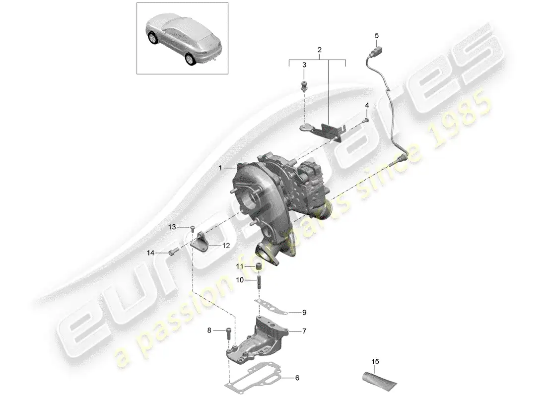 porsche 2017 (macan) exhaust gas turbocharger parts diagram