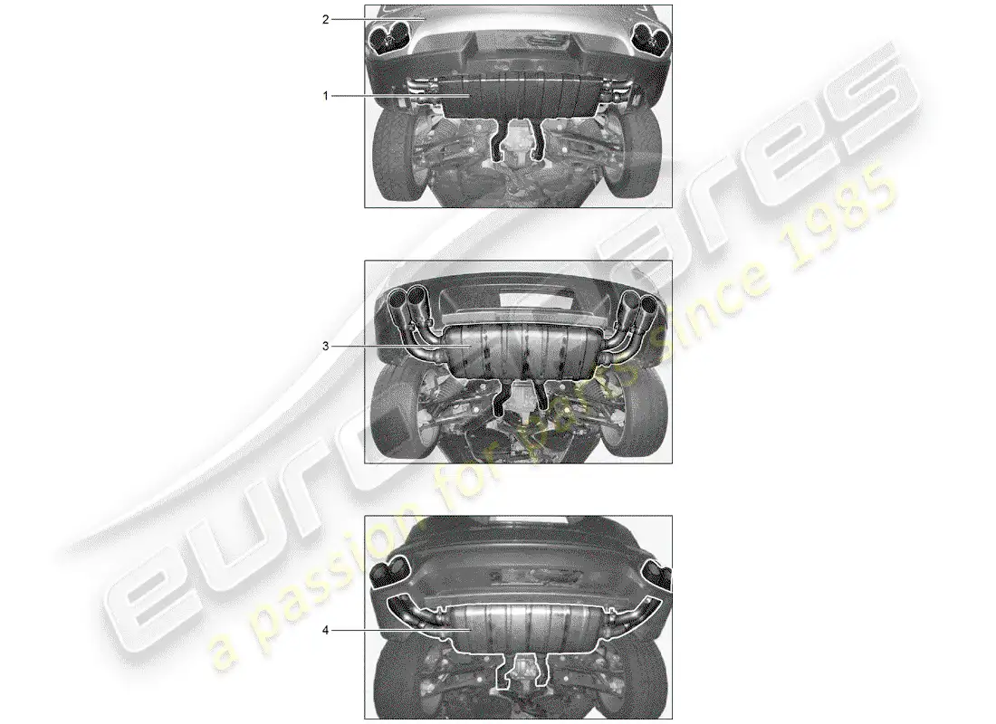 porsche 2012 (tequipment cayenne) exhaust system parts diagram