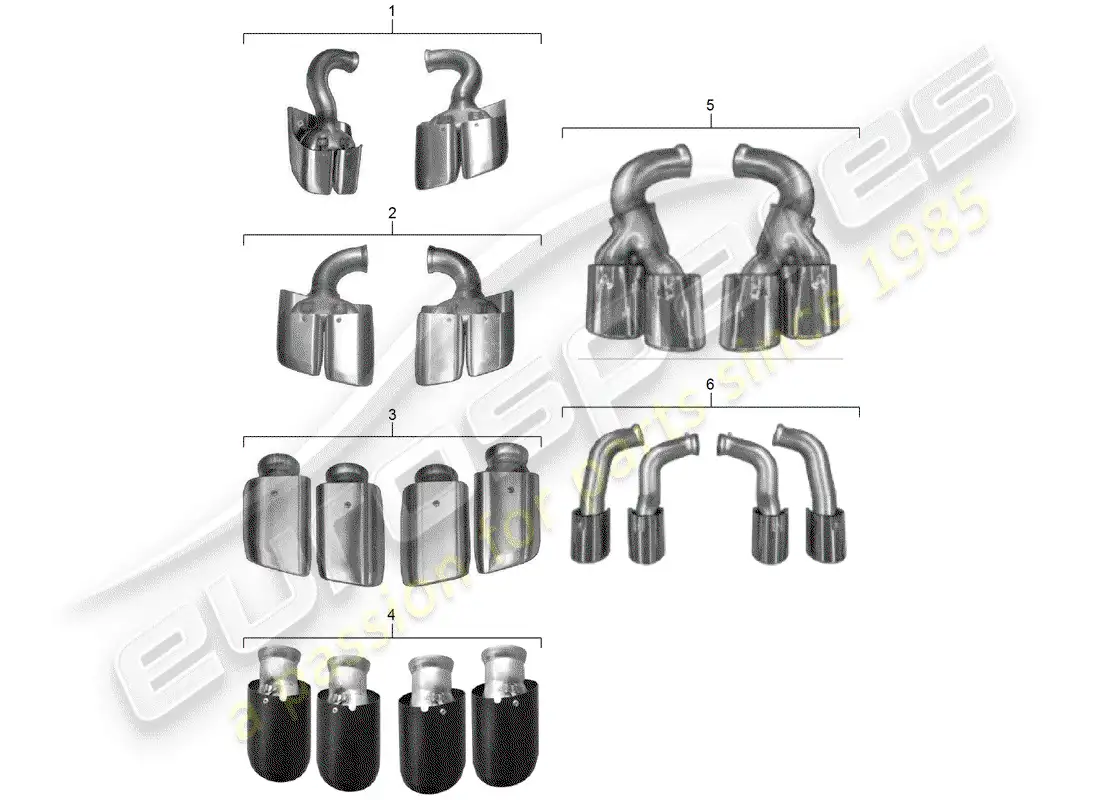 porsche 2012 (tequipment cayenne) tailpipe parts diagram