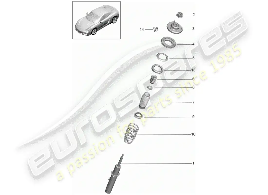porsche 2015 (981 cayman) vibration damper parts diagram